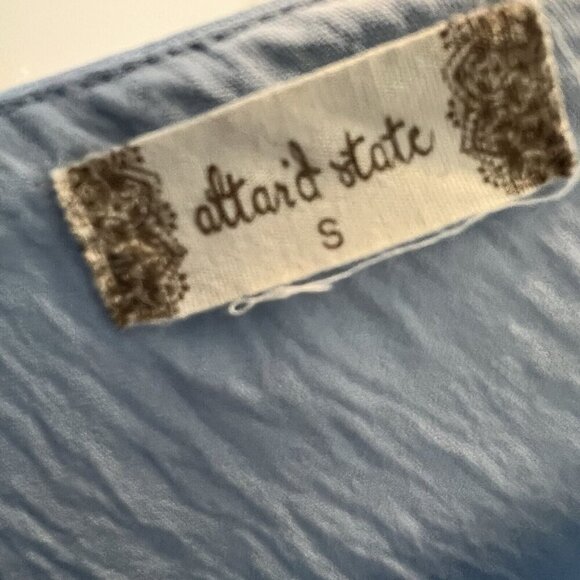 Altar'd State Light Blue Bow Tie Shoulder Fit & Flare Mini Dress Size Small - Picture 9 of 11